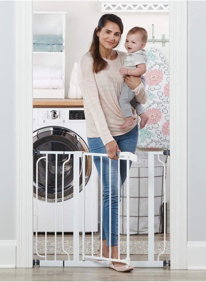 Easy Step Walk-Through Safety Gate | Adjustable Baby Gate for Doorways & Stairs | Fits 74-86 CM & 89-98 CM Wide | 76 CM Tall | Pressure Mount | Secure & Durable