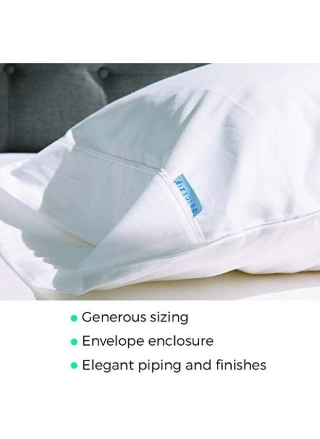 QuickZip Sateen Pillow Case Standard/Queen Size (20X32 inches) Pillowcases, Set of 2, 100% Cotton Pillow Covers with Envelope Closure
