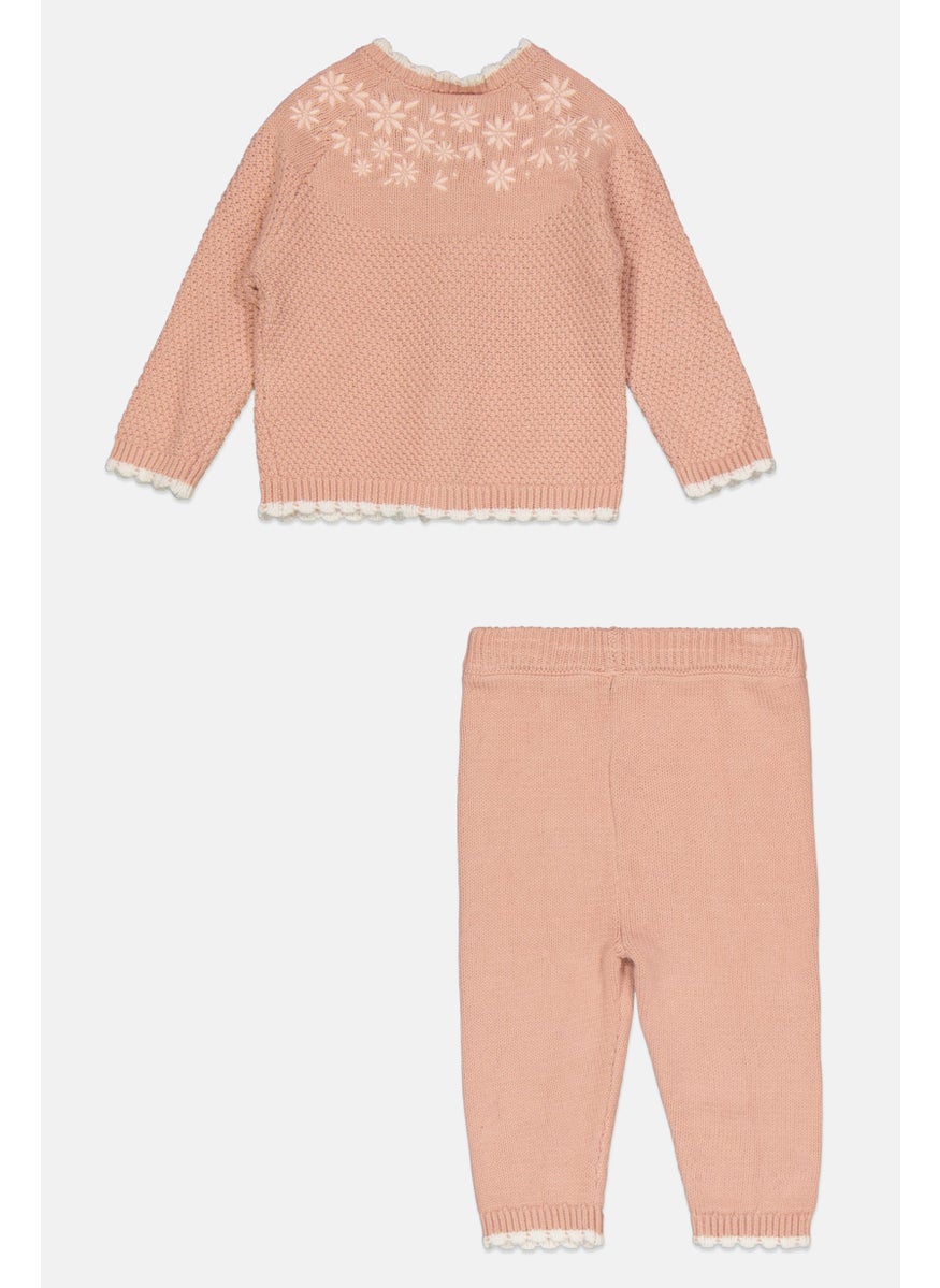 Toddlers Girl 2 Pcs Embroidered Cardigan And Sweatpant Set, Pink