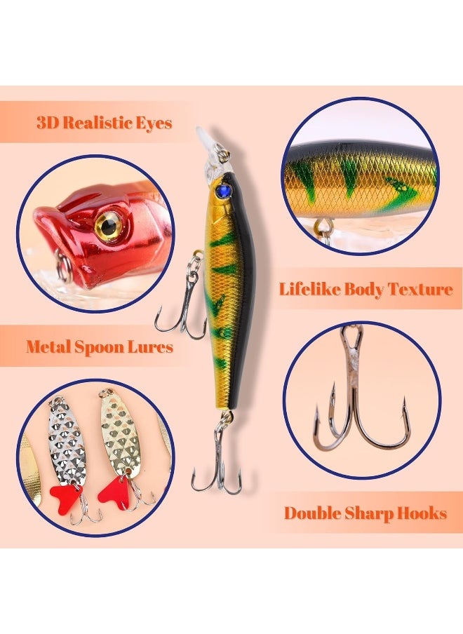 VTYEPOU Advent Calendar Fishing Christmas Countdown - 24 Days Fishing Lures Set for Fisher Adult Men Teen Boys - 2023 Xmas Surprise Gift