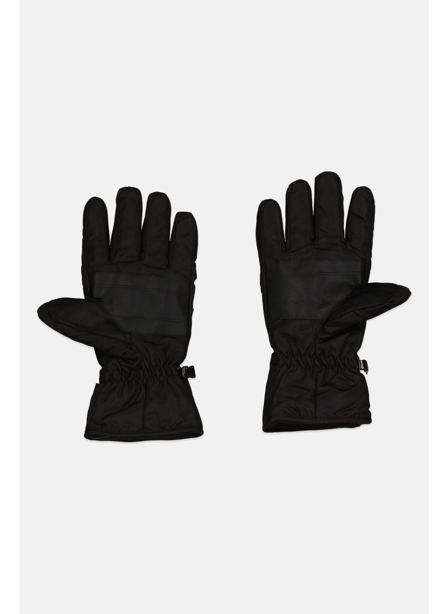 Men 1 Pair Brand Logo Ski Glove, Black