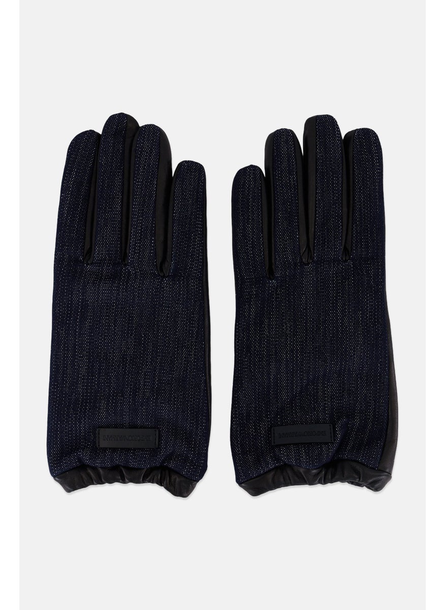 Men 1 Pair Brand Logo Gloves, Black