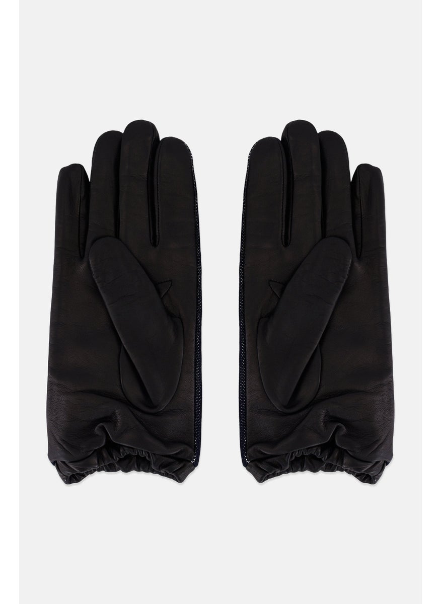 Men 1 Pair Brand Logo Gloves, Black