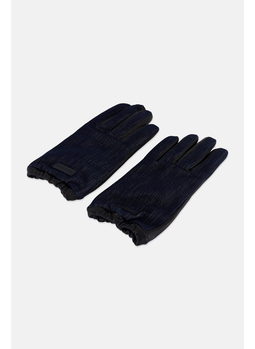 Men 1 Pair Brand Logo Gloves, Black