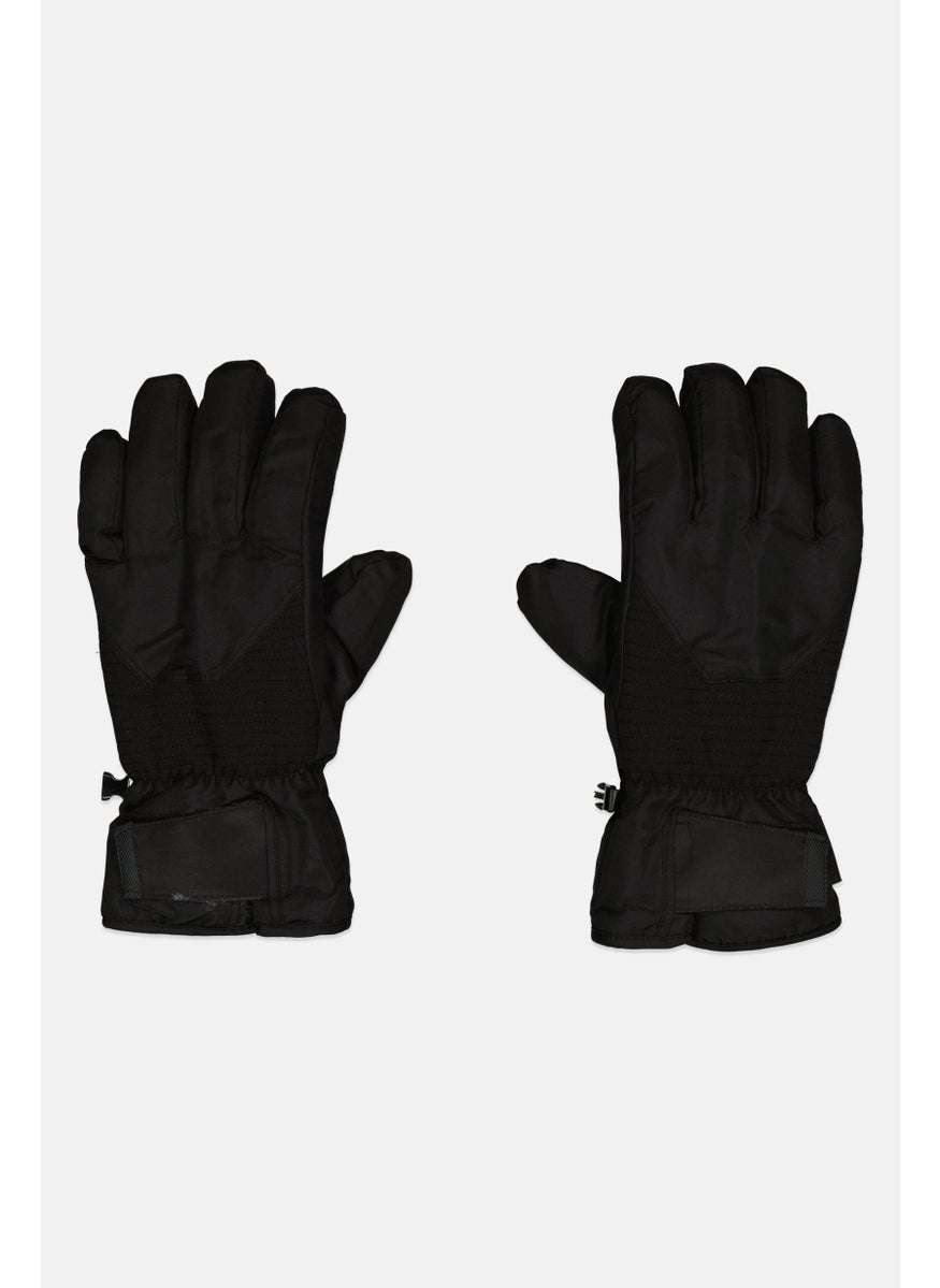 Men Brand Logo Gloves, Black