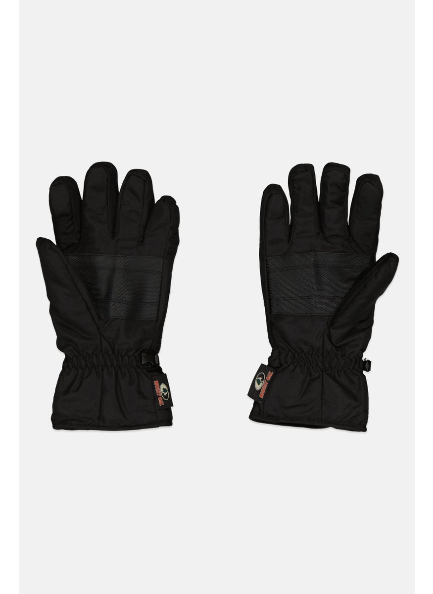 Men Brand Logo Gloves, Black