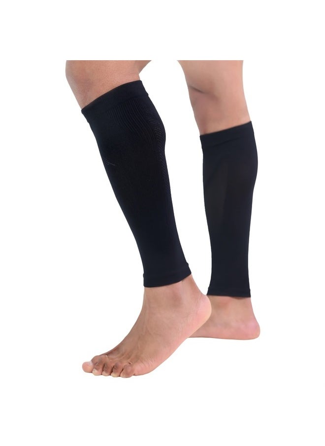 Calf Compression Sleeves (20-30mmhg) - Compression Socks for Shin Splints, Running, Nurses, Leg Pain & Pregnancy for Men, Women - Support Recovery & Improve Blood Circulation (Black, S)