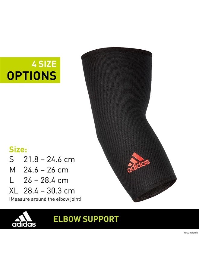 Elbow Support Sleeve - Seamless and Smooth Elbow Support for Training, Competitions, and General Fitness - Ergonomic Design, Nylon Trim - Durable & Breathable - Black (Red Logo), Medium