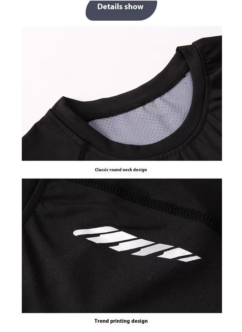 Mens 5Pcs Quick Dry Compression Sets Tops Accessories Clothes Equipment for Workout Gym Athletic Running Sport