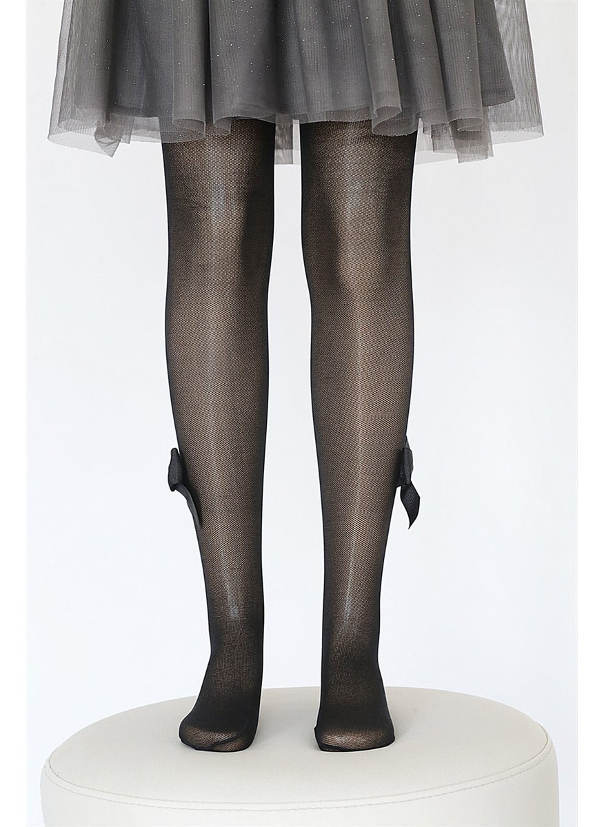 Tulle Fishnet Bow Kids Tights