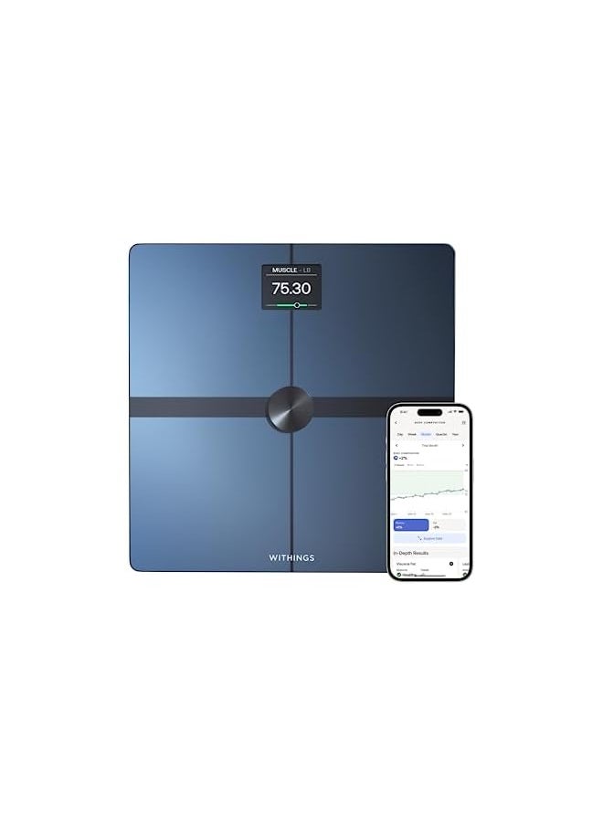 WITHINGS Body Smart Wi-Fi Digital Personal Scales/Body Fat Scales for Extended Body Composition Including Muscle Mass, Water Content, Bone Density