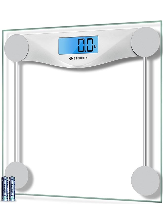 Etekcity Bathroom Scale for Body Weight, Digital Weighing Machine for People, Accurate & Large LCD Backlight Display, 6mm Tempered Glass, 400 lbs