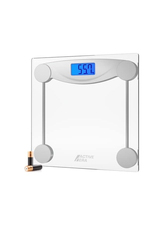 Active Era Weight Scale - Ultra Slim Digital Bathroom Scales for Body Weight with High Precision Sensors and Tempered Glass (Stone/kgs/lbs)