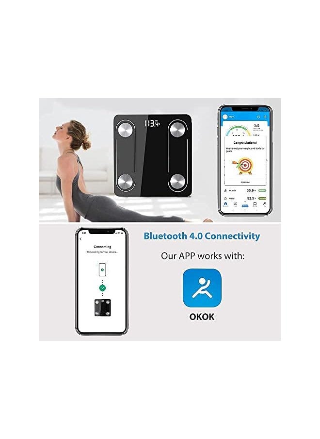 Weight Scale With Bluetooth, Wireless Scale for Body Weight, Body Composition Analyzer with Smartphone App for 14 Key Body Indicators(BMI/Weight/Body Fat/Resting Heart Rate)