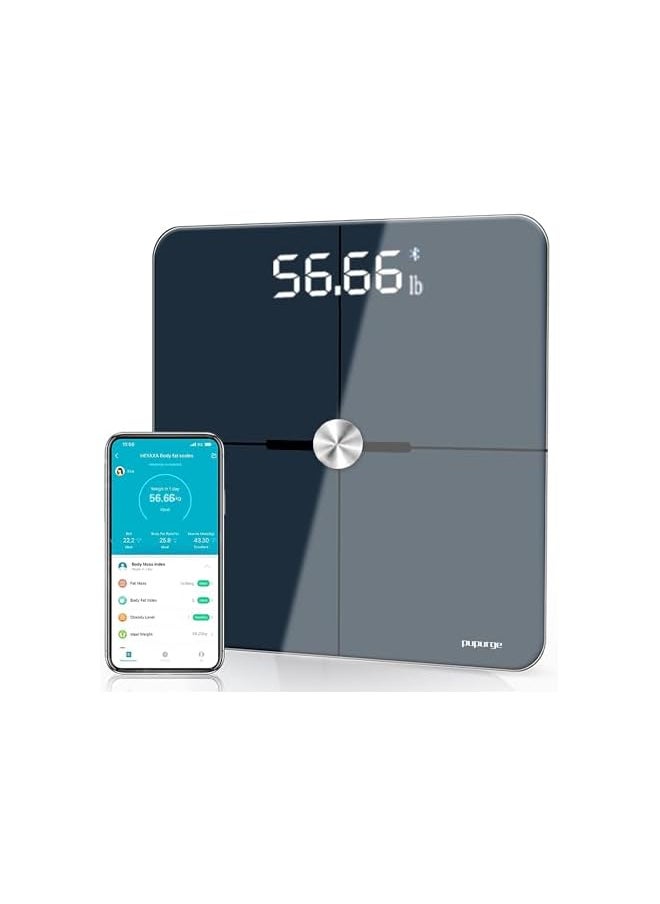 promass Digital bathroom scales, Bluetooth body fat scale, Smart BMI body weight scale accurate to 0.01kg can be calibrated, 25 body composition Analysis, Clear LED, Batteries Included, weighing 180kg