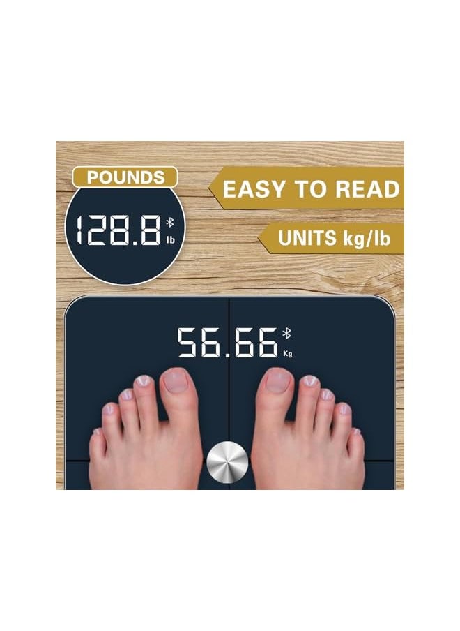 promass Digital bathroom scales, Bluetooth body fat scale, Smart BMI body weight scale accurate to 0.01kg can be calibrated, 25 body composition Analysis, Clear LED, Batteries Included, weighing 180kg