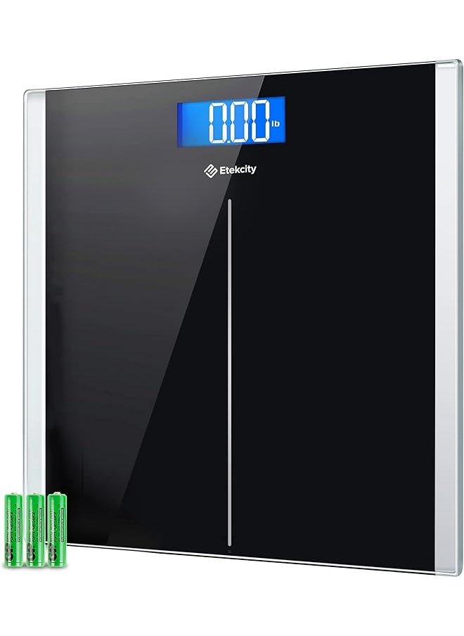 Etekcity Bathroom Scale for Body Weight, Highly Accurate Digital Weighing Machine for People, Large Size and Backlit LCD Display, 6mm Tempered Glass, 400 Pounds
