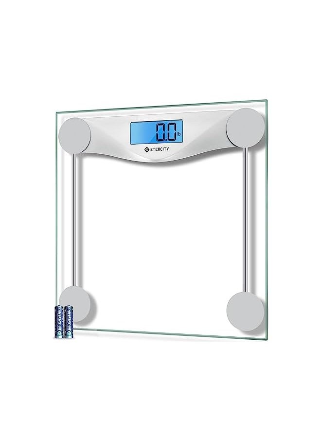 Etekcity Bathroom Scale for Body Weight, Digital Weighing Machine for People, Accurate & Large LCD Backlight Display, 6mm Tempered Glass, 400 lbs