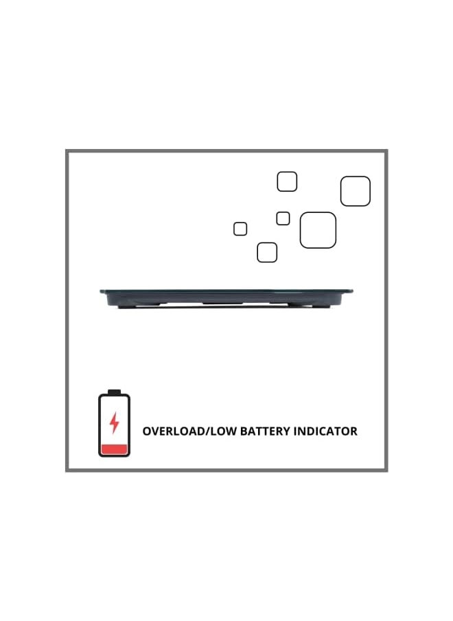 Clikon - Tempered Glass Digital Bathroom Scale, Automatic On/Off Zero Operation, Overload & Low Battery Indicator - CK4017