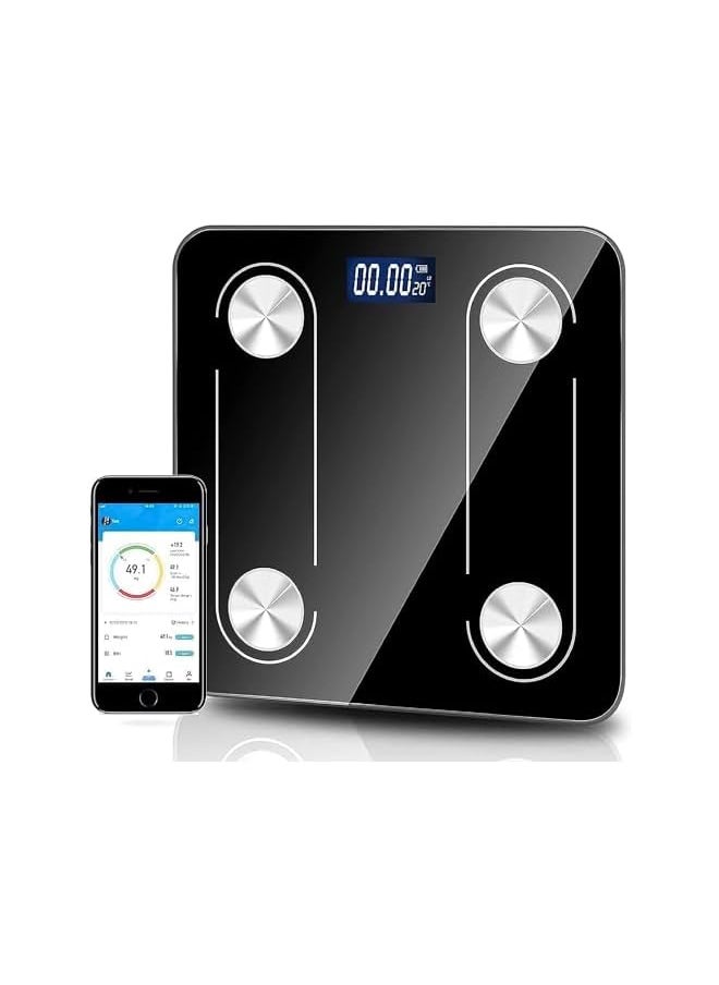 Weight Scale With Bluetooth, Wireless Scale for Body Weight, Body Composition Analyzer with Smartphone App for 14 Key Body Indicators(BMI/Weight/Body Fat/Resting Heart Rate)