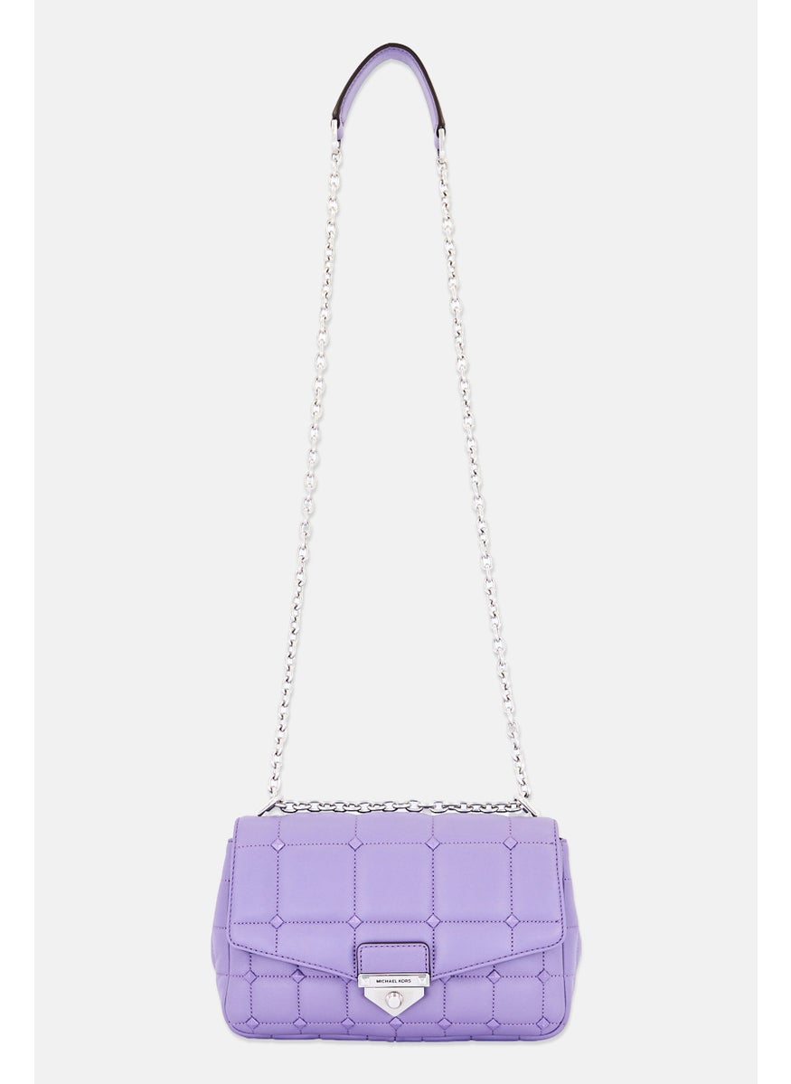 Women Quilted Cross Body Bag 16 H x 25 L x 8 W cm, Purple