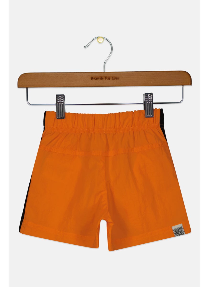 Kids Girl Brand Logo Shorts, Neon Orange