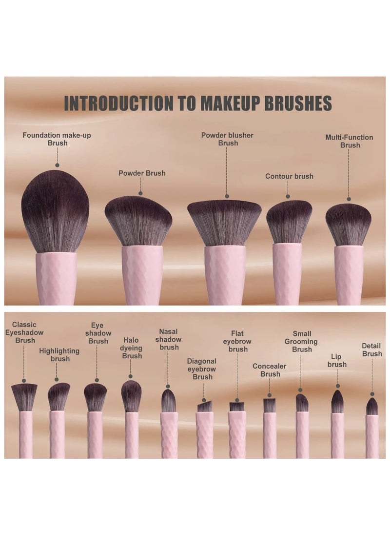Detachable Makeup Brushes Kits 16PCS Vegan Synthetic Fiber Portable Makeup Cosmetic Brushes with Case