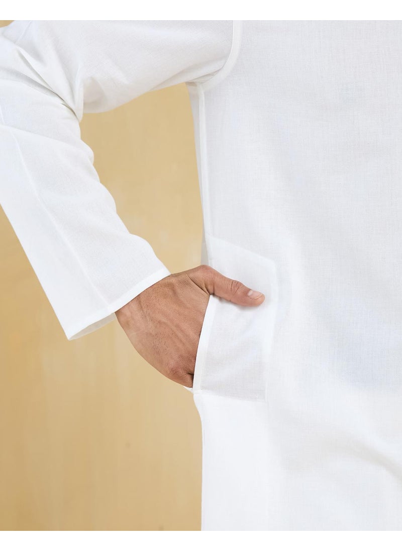 White Cotton Slim Fit Long Kurta