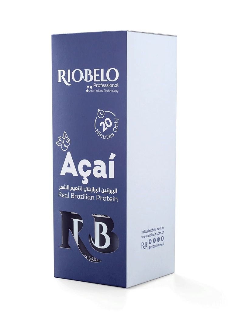 Hair Protein, Açaí Protein Treatment for Hair, Brazilian Protein Hair for Blond & Dyed Hair by RIOBELO Professional Real - 1L