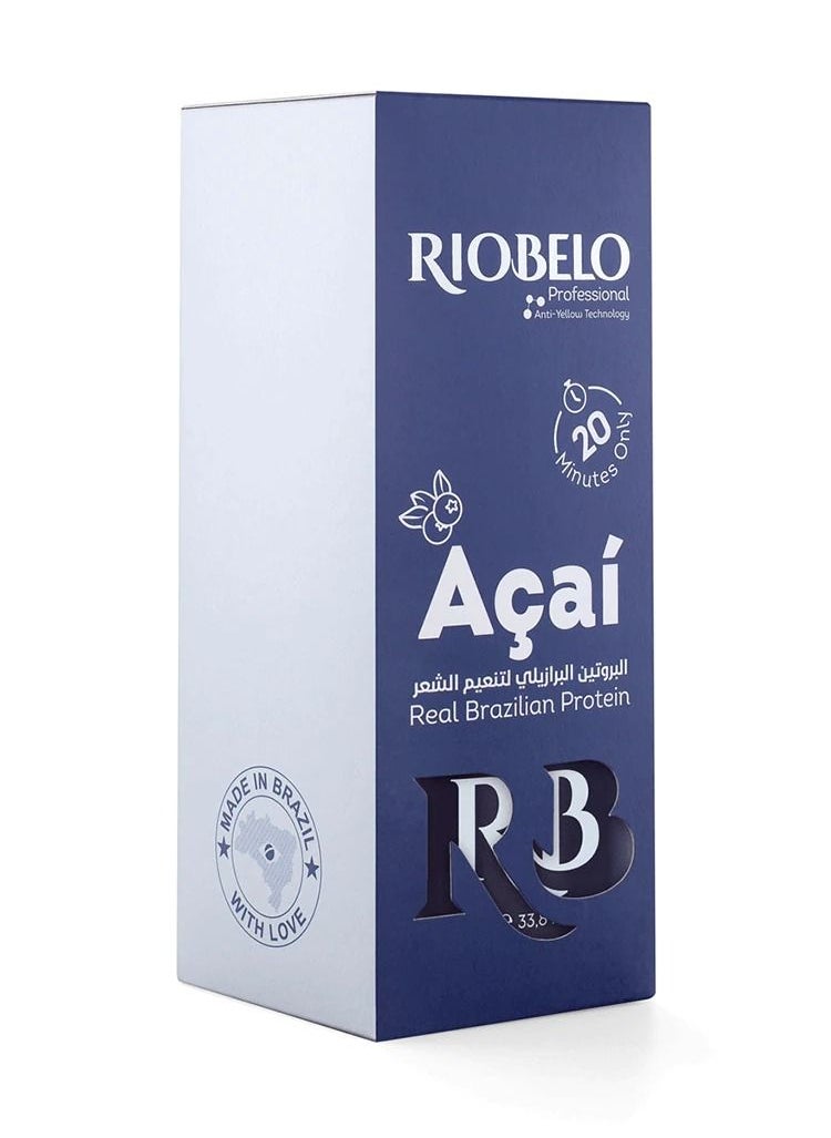 Hair Protein, Açaí Protein Treatment for Hair, Brazilian Protein Hair for Blond & Dyed Hair by RIOBELO Professional Real - 1L