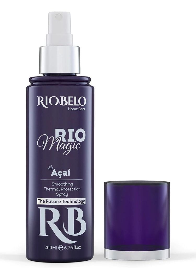 Heat Protection Spray, Açaí Spray Heat Protectant for Hair, Smoothing Thermal Hair Protection Spray for Dyed & Blonde Hair by RIOBELO Brazil Rio Magic - 200ml