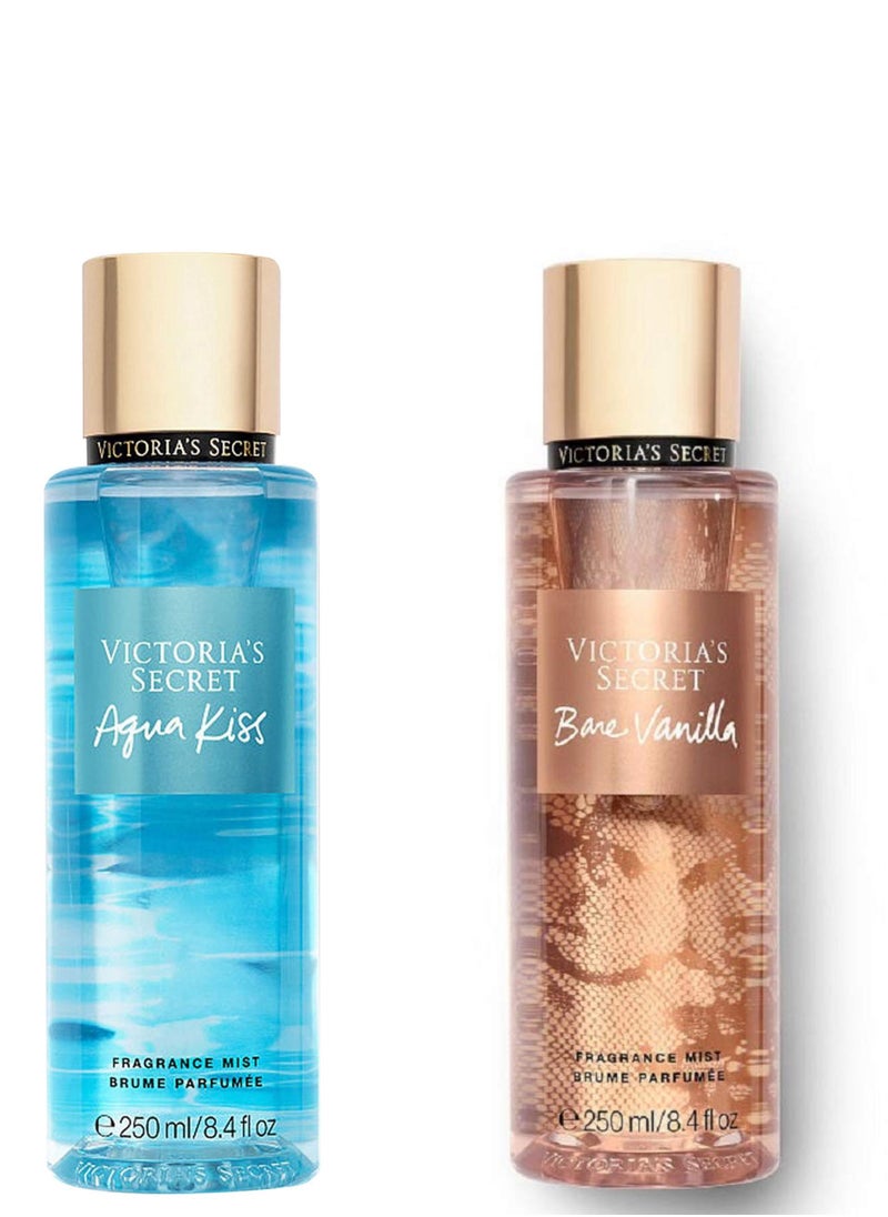Pack of 2 Aqua Kiss and Bare vanilla Fragrance Body mist (250x2 Total 500ml)