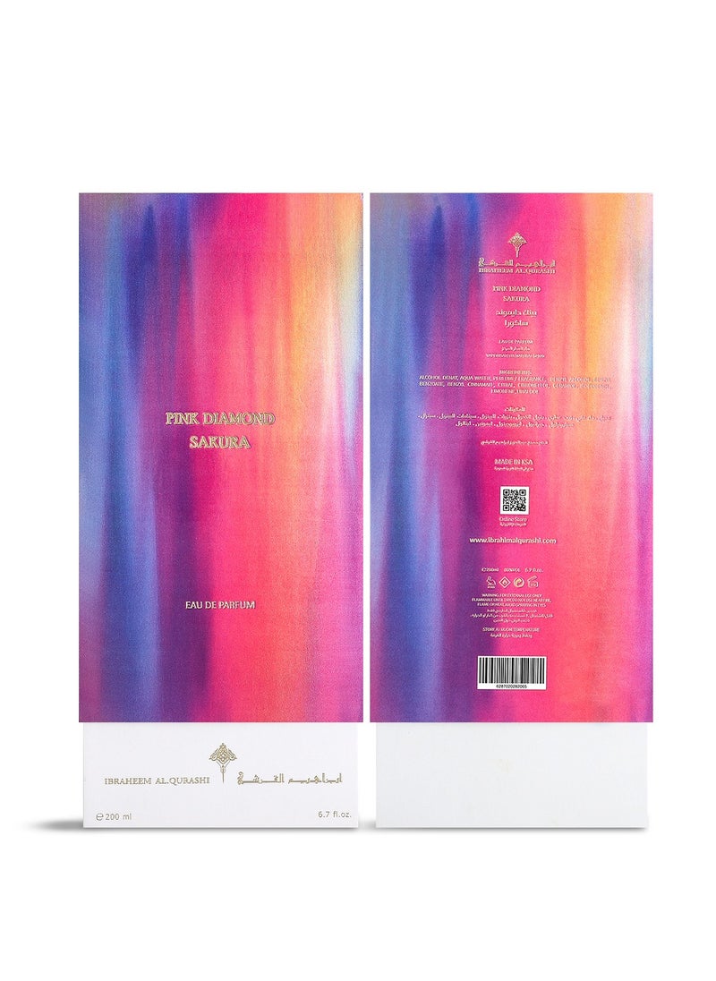 Ibraheem Al Qurashi Pink Diamond Sakura Eau de Parfum – 200ml | Luxurious Floral & Fruity Fragrance | Elegant Long-Lasting Scent