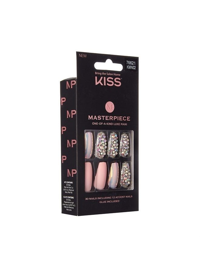 Kiss Masterpiece One-Of-A-Kind Luxe Mani Nails w/Glue (KMN02)