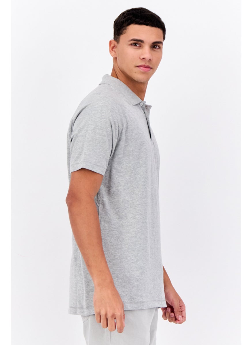 Men 3 Pcs Regular Fit Brand Logo Short Sleeves Polo, Black
