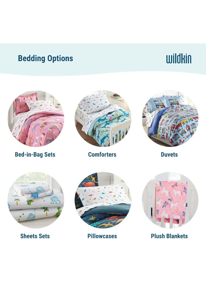 Wildkin 100% Cotton Toddler Sheet Set - Soft & Cozy Bed Sheets - Trains, Planes, and Trucks