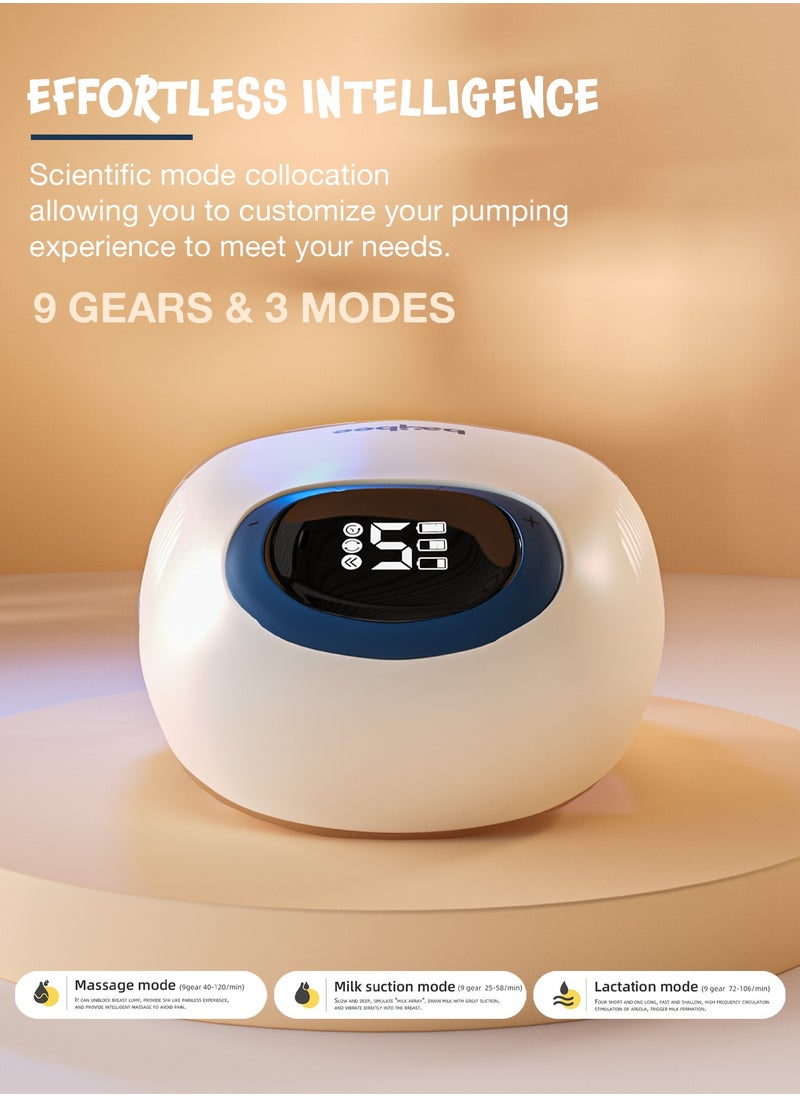 Portable Wearable Electric Breast Pump For Mothers - Automatic Hands Free Pumping Machine With 4 Modes And 12 Suction Levels With LED Display, Massage Mode