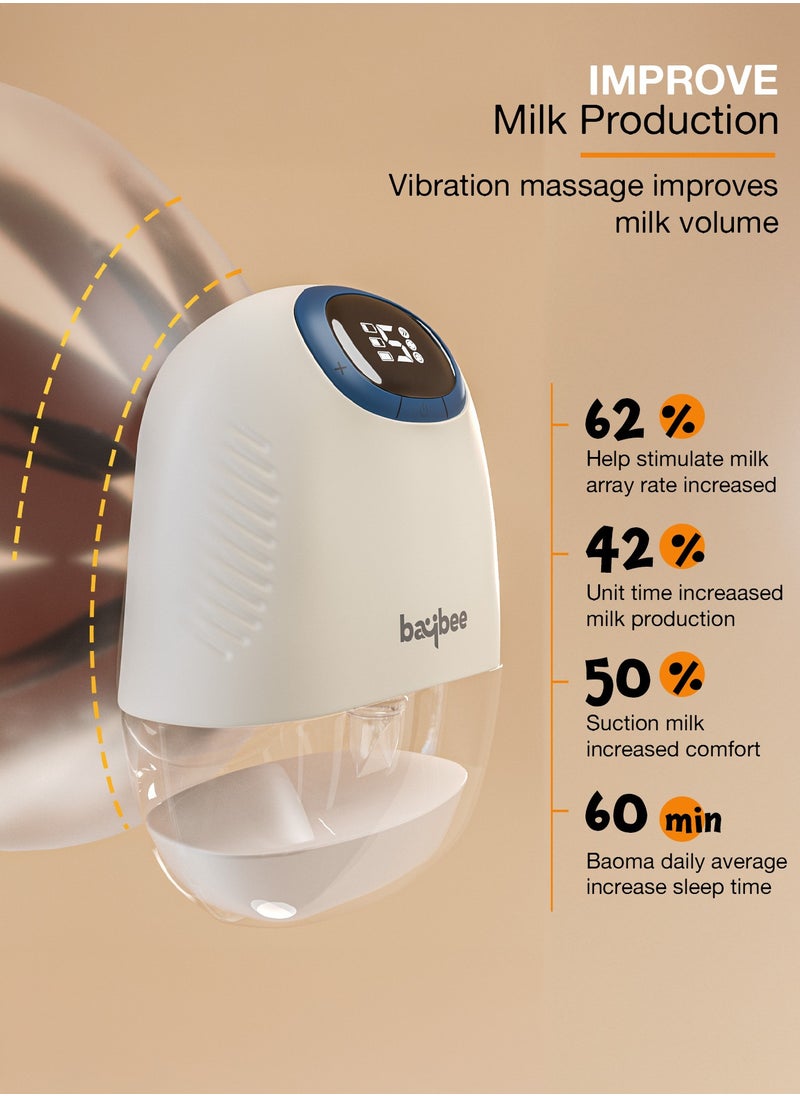 Portable Wearable Electric Breast Pump For Mothers - Automatic Hands Free Pumping Machine With 4 Modes And 12 Suction Levels With LED Display, Massage Mode