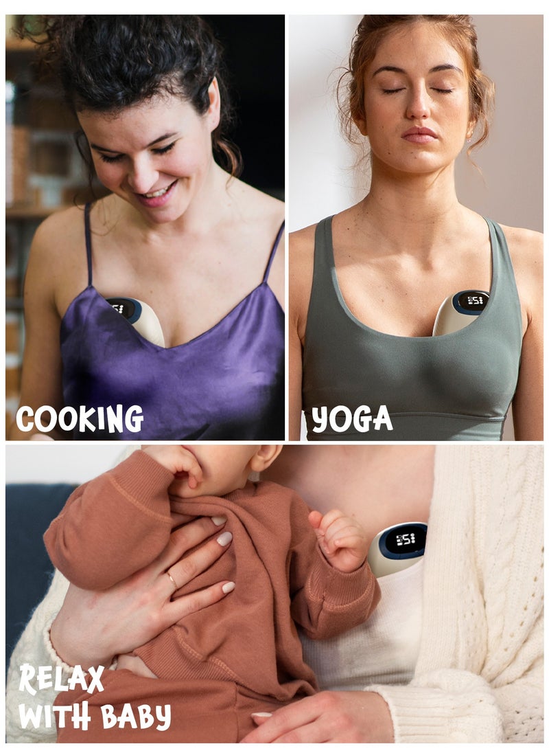Portable Wearable Electric Breast Pump For Mothers - Automatic Hands Free Pumping Machine With 4 Modes And 12 Suction Levels With LED Display, Massage Mode