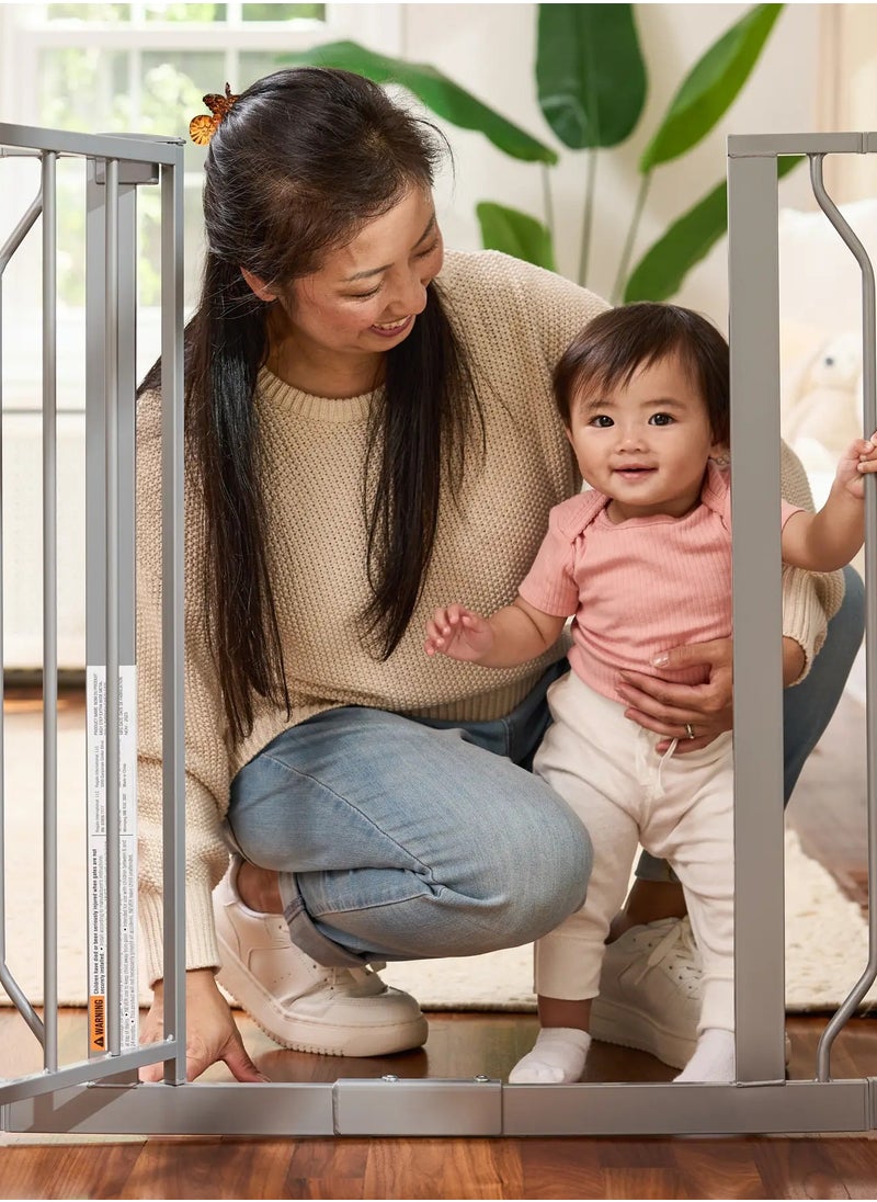 Easy Step Extra Wide Baby Safety Gate | 124.46 x 5.08 x 76.2 CM | Fits Openings 74-124 CM | Sturdy Metal | Pressure Mounted | One-Hand Walk-Thru | For Kids & Pets