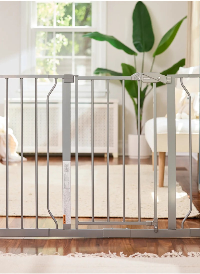 Easy Step Extra Wide Baby Safety Gate | 124.46 x 5.08 x 76.2 CM | Fits Openings 74-124 CM | Sturdy Metal | Pressure Mounted | One-Hand Walk-Thru | For Kids & Pets
