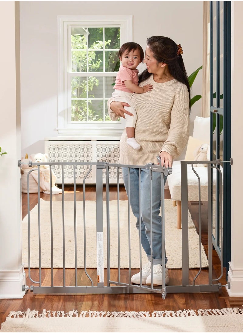 Easy Step Extra Wide Baby Safety Gate | 124.46 x 5.08 x 76.2 CM | Fits Openings 74-124 CM | Sturdy Metal | Pressure Mounted | One-Hand Walk-Thru | For Kids & Pets