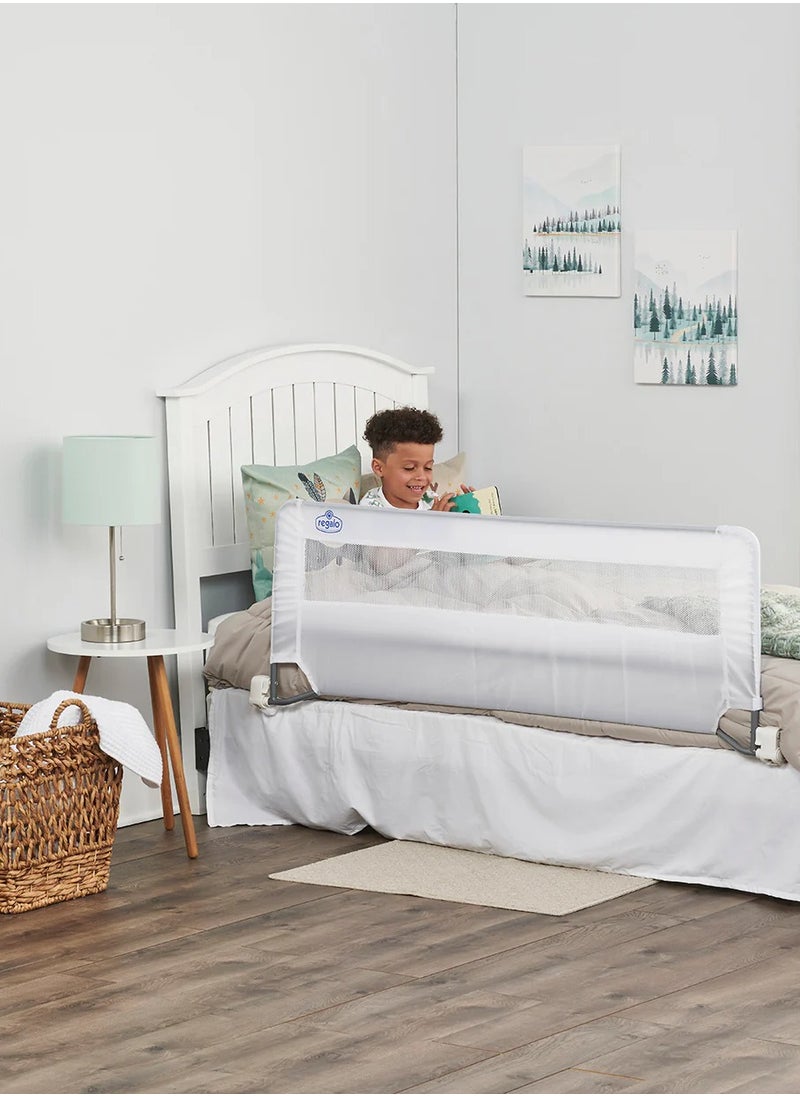 Extra Long Swing Down Bed Rail | 137L x 51H CM | Safety Guard for Kids | Fits Thick & Queen Mattresses | Sturdy Metal Frame | Easy Install | JPMA Certified | Swing-Down Design
