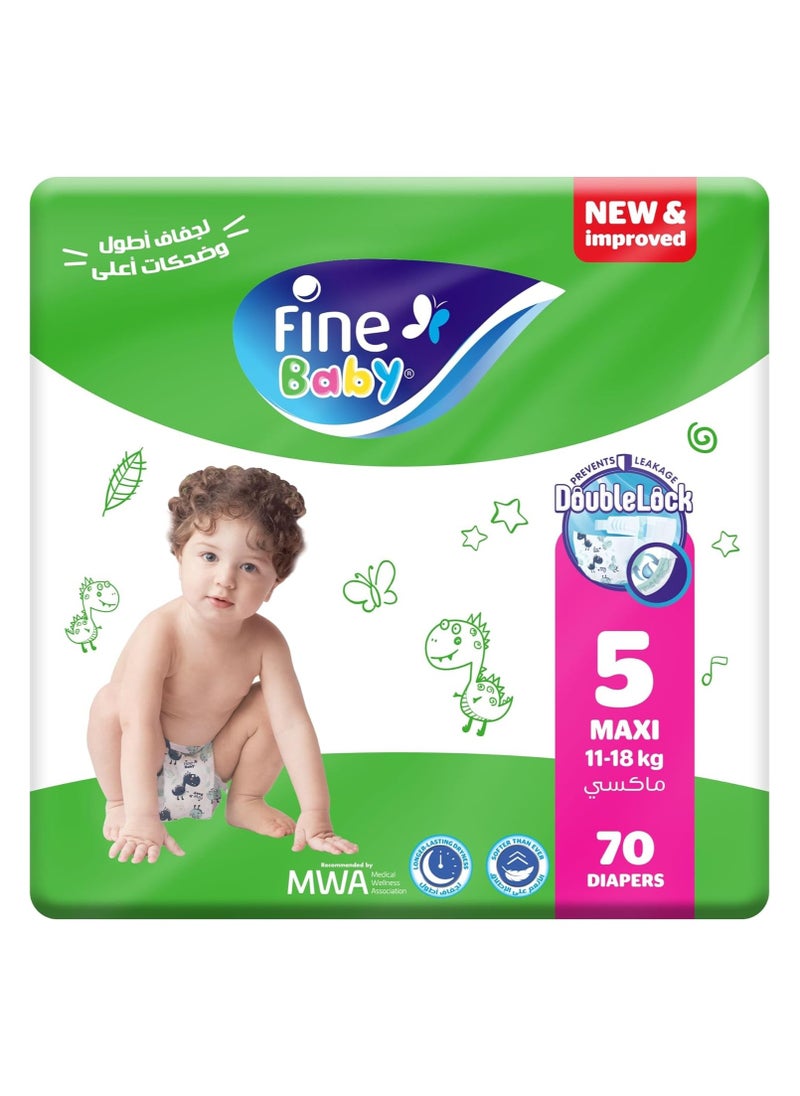 Fine Baby Diapers, Size 5, Maxi, 11-18 kg, 70 Diaper