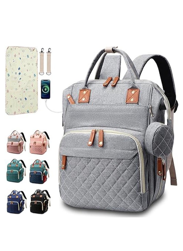 Diaper Bag Backpack Baby Bag, Baby Girl Boy Diaper Bag for Dad Mom, 16 Pockets, Pacifier Case, Large Diaper Bag Unisex for Travel (Grey)