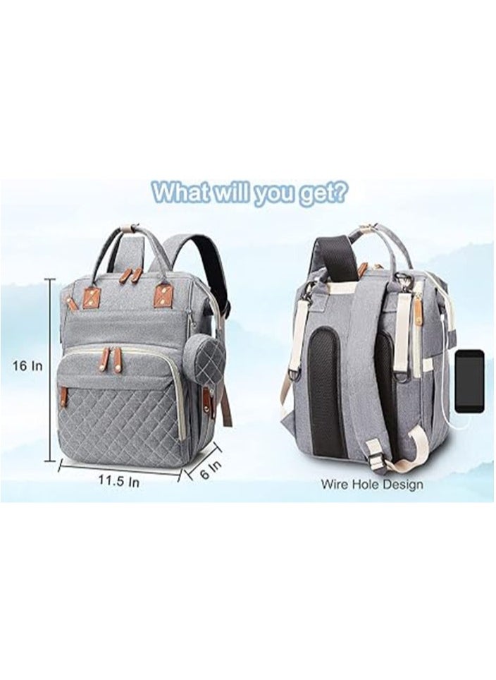 Diaper Bag Backpack Baby Bag, Baby Girl Boy Diaper Bag for Dad Mom, 16 Pockets, Pacifier Case, Large Diaper Bag Unisex for Travel (Grey)