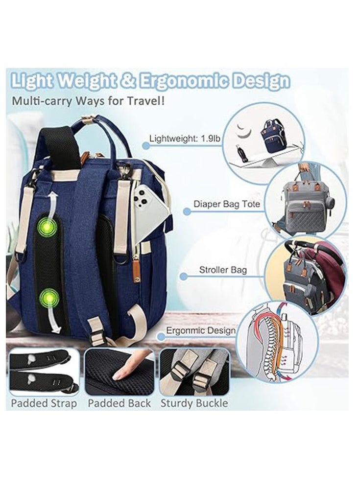 Diaper Bag Backpack Baby Bag, Baby Girl Boy Diaper Bag for Dad Mom, 16 Pockets, Pacifier Case, Large Diaper Bag Unisex for Travel (Blue)