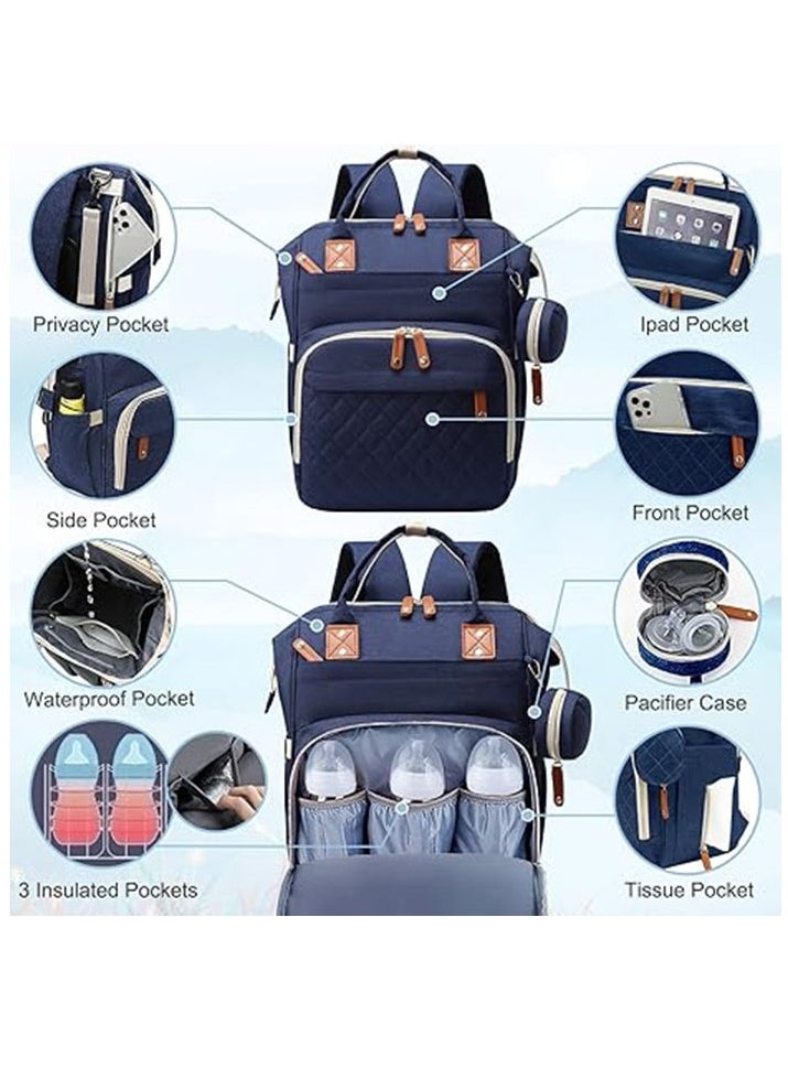 Diaper Bag Backpack Baby Bag, Baby Girl Boy Diaper Bag for Dad Mom, 16 Pockets, Pacifier Case, Large Diaper Bag Unisex for Travel (Blue)