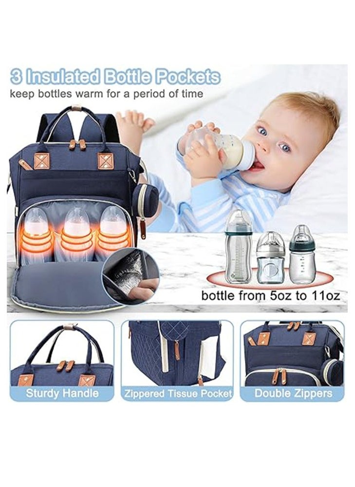 Diaper Bag Backpack Baby Bag, Baby Girl Boy Diaper Bag for Dad Mom, 16 Pockets, Pacifier Case, Large Diaper Bag Unisex for Travel (Blue)