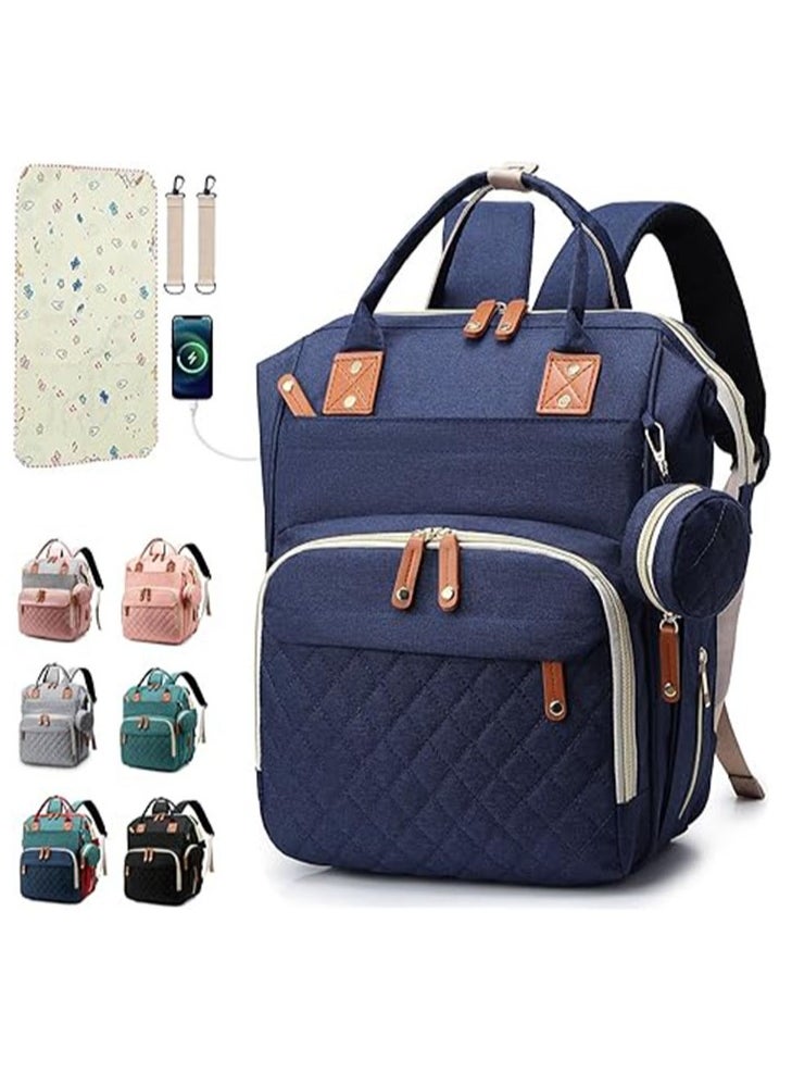 Diaper Bag Backpack Baby Bag, Baby Girl Boy Diaper Bag for Dad Mom, 16 Pockets, Pacifier Case, Large Diaper Bag Unisex for Travel (Blue)